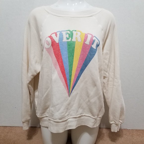 Wildfox Tops - Wildfox sweatshirt Small Over It rainbow diamond graphic slogan pullover lounge